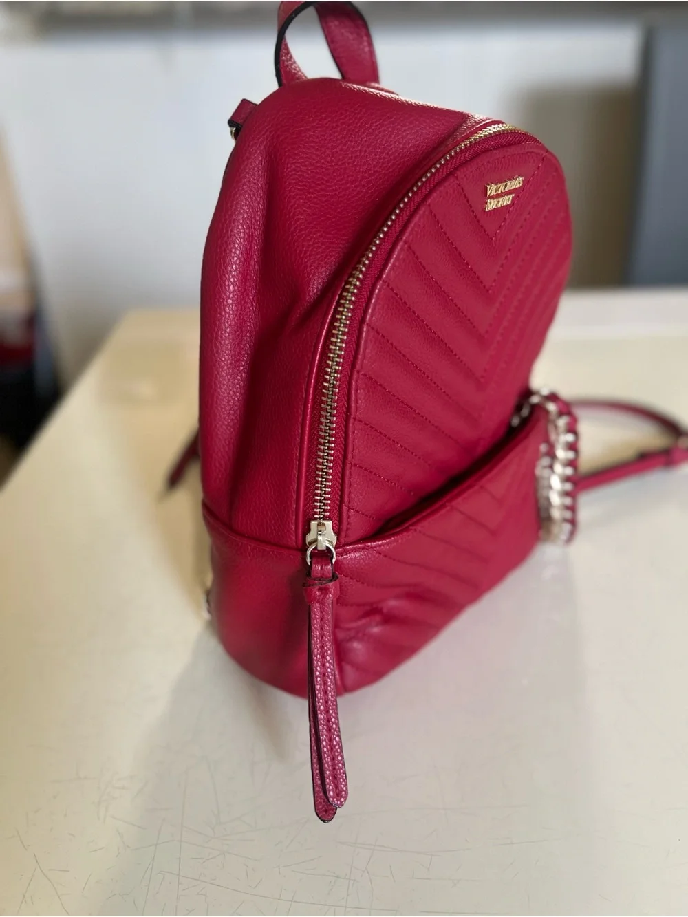 Victoria's Secret Quilted Mini Backpack in Hot Pink with Gold Hardware